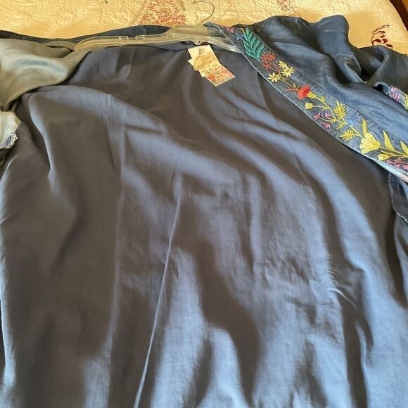 NWT Johnny WAS DENIM LYOCELL FULLY EMBROIDERED SIDE POCKET KIMONO SIZE US L … - Picture 13 of 15